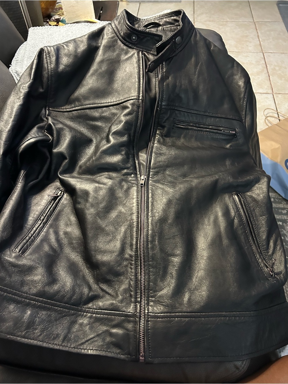 Desired Collection Black Quilted Shoulder Lambskin Moto Jacket